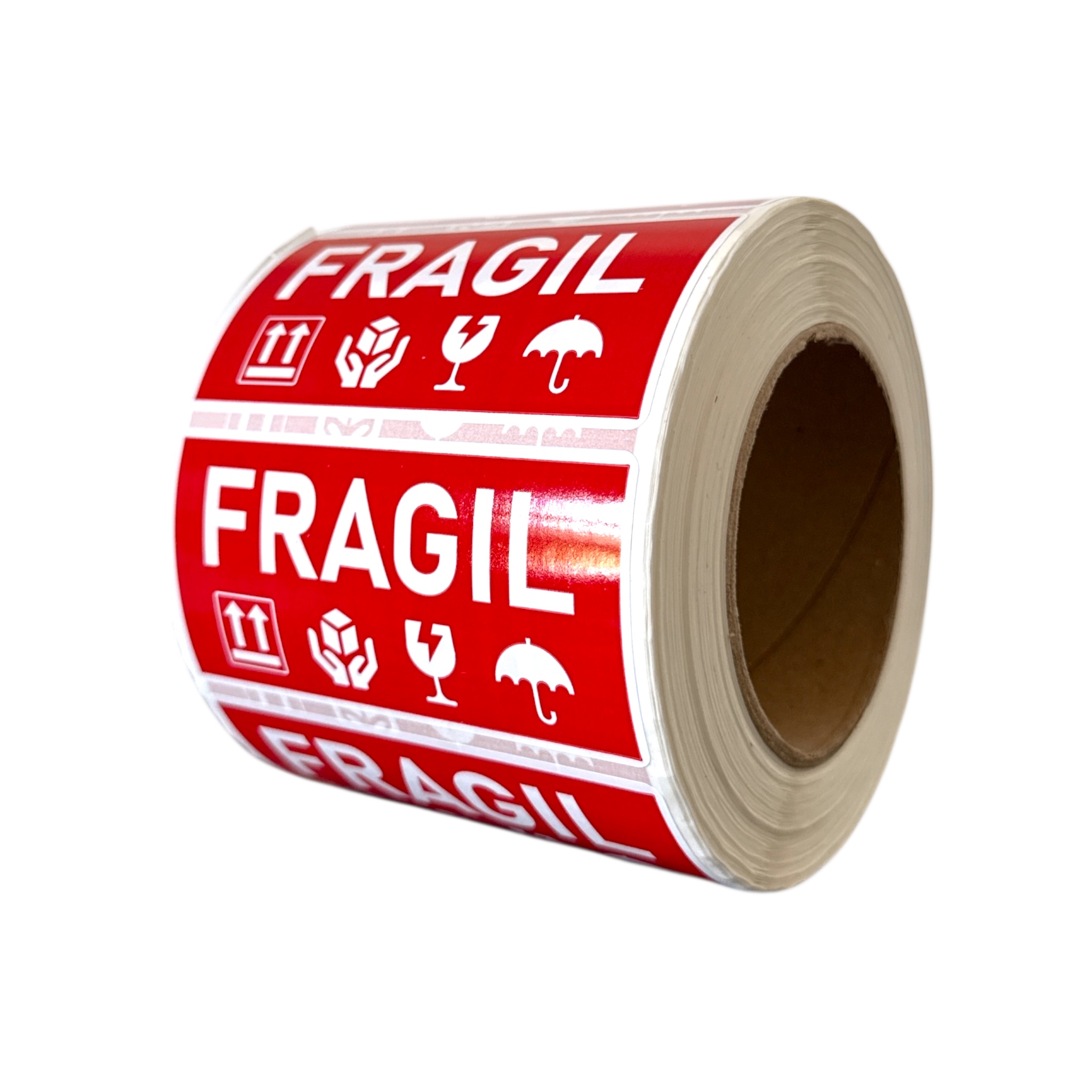 Rollo de Etiquetas Frágil Roja 4x2 pulgadas